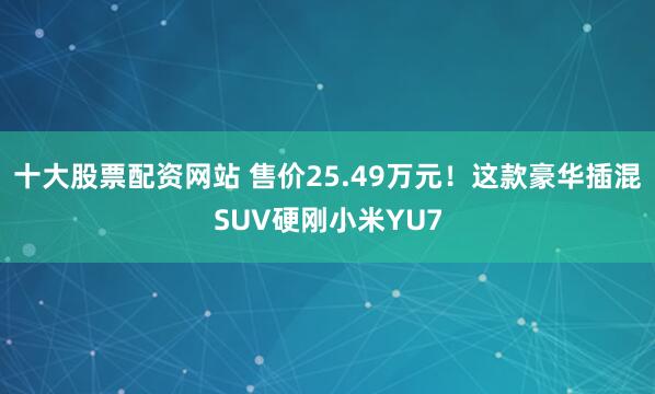 十大股票配资网站 售价25.49万元！这款豪华插混SUV硬刚小米YU7
